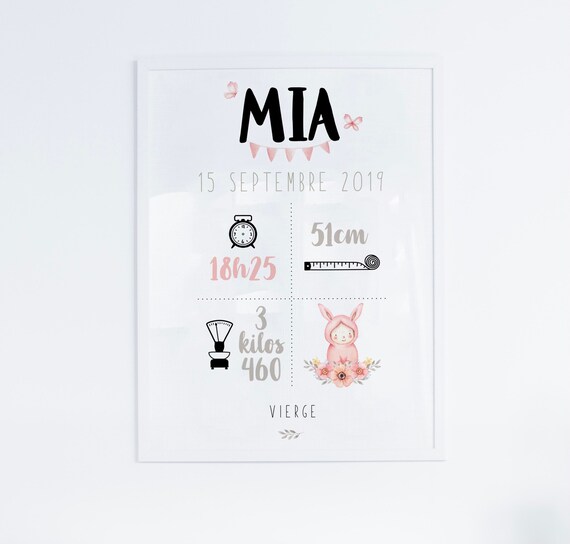 Affiche Naissance Mia Etsy Affiche Naissance Mia Etsy