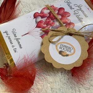 Cadeau de saint Valentin personnalisé, tablette de chocolat coeur Ferrero Rocher, Raffaello cadeau personnalisé pour les amoureux gourmands image 5