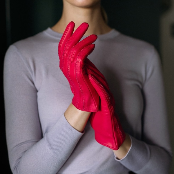 Pavia - Hot Pink Women's Leather Gloves