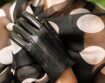 Pavia - Black Women's Leather Gloves