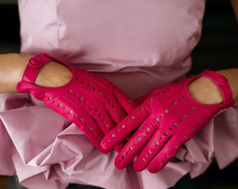 Rimini - Hot Pink Women's Driving Gloves in Nappa Leather