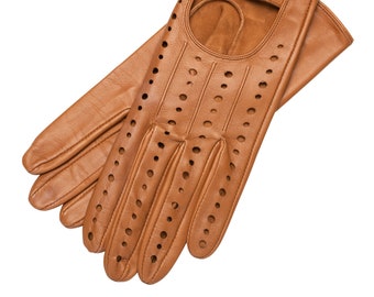 Rimini - Women's Leather Driving Gloves in Camel