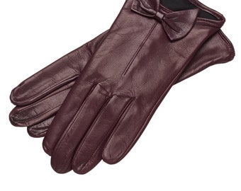 Avellino - Women's Leather Gloves in Aubergine