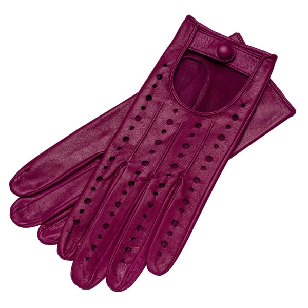 Rimini - Gants de conduite en cuir pour femmes en fuchsia