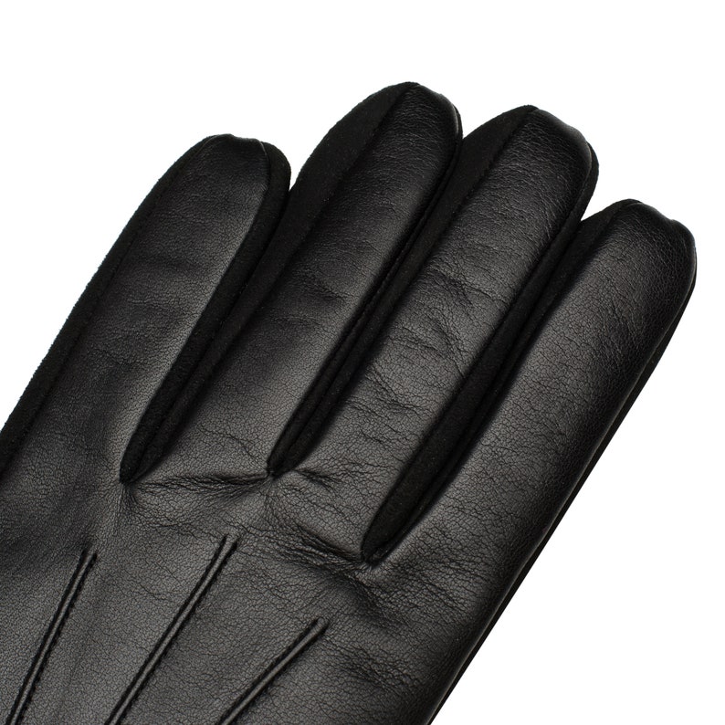 Sassari Men's Nappa & Suede Leather Gloves in Black image 3
