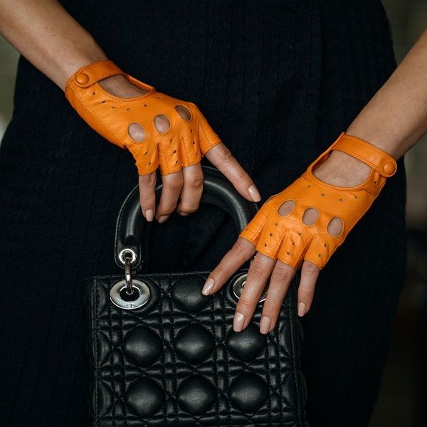 La Spezia - Fingerlose Autohandschuhe für Damen in Gelb