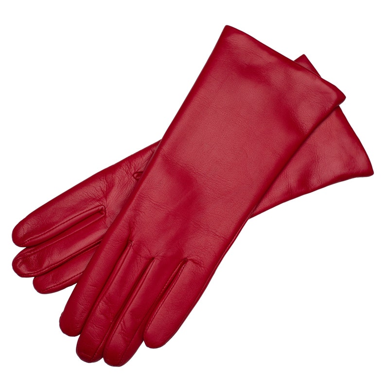 Marsala Women's Minimalist Leather Gloves in Red Nappa Leather image 2