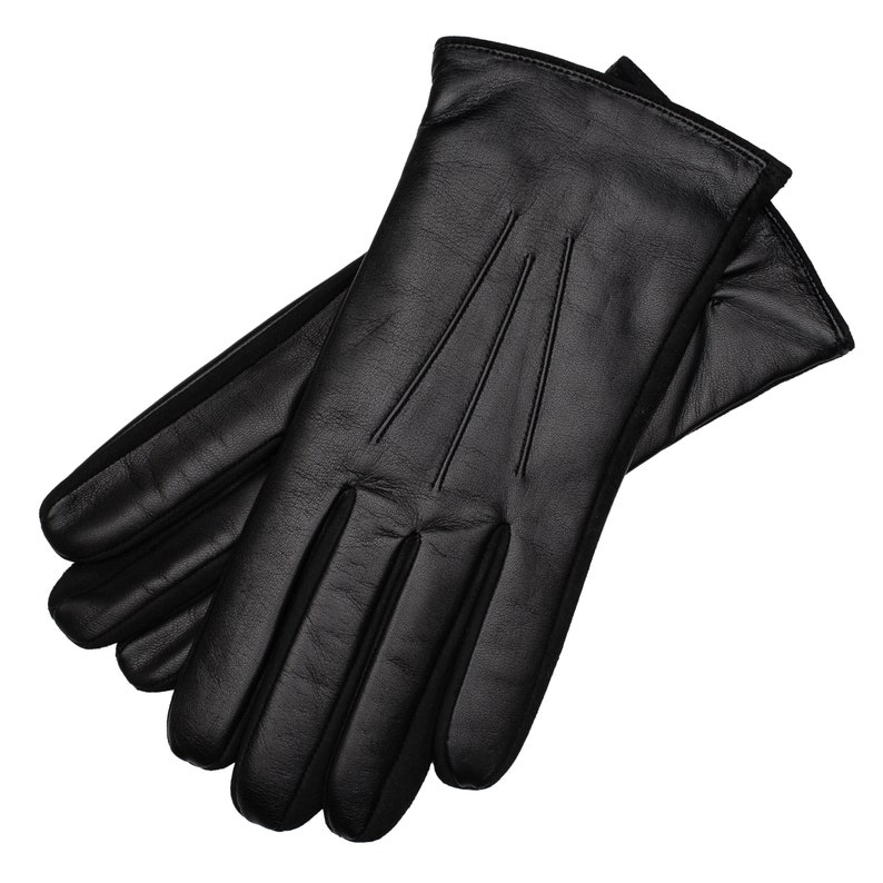 Sassari Men's Nappa & Suede Leather Gloves in Black image 2