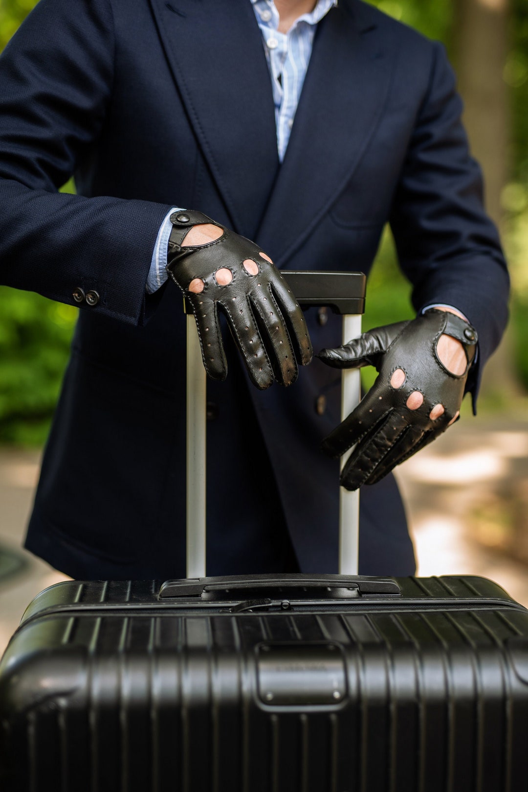 Rome Men's Leather Driving Gloves in Black Etsy