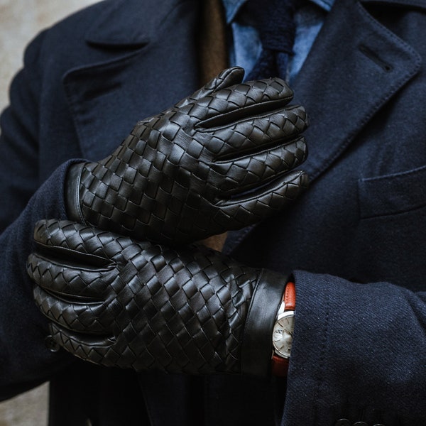 Amalfi - Gants en cuir pour hommes en noir