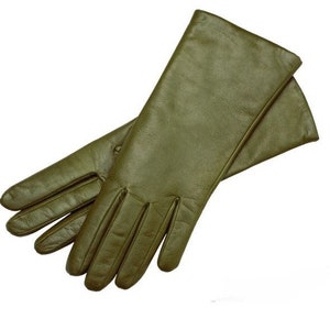 Marsala Women's Leather Gloves in Verde Nappa Leather zdjęcie 1