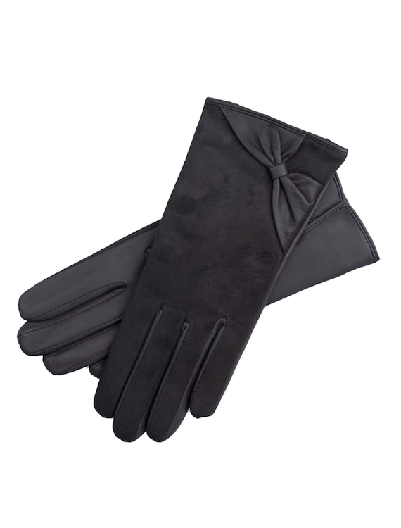 dark grey leather gloves