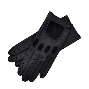 Messina - Women's Leather Driving Gloves in Black