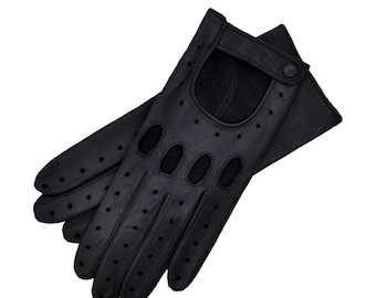 Messina - Women's Leather Driving Gloves in Black