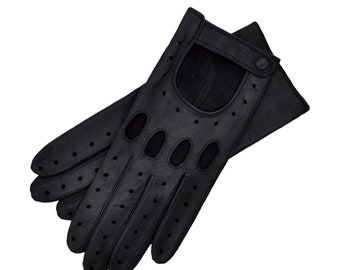 Messina - Women&#39;s Leather Driving Gloves in Black