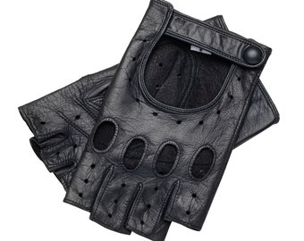La Spezia - Women's Fingerless Driving Gloves in Black