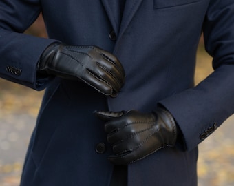 Treviso - Men's Gloves in Black, hand sewn