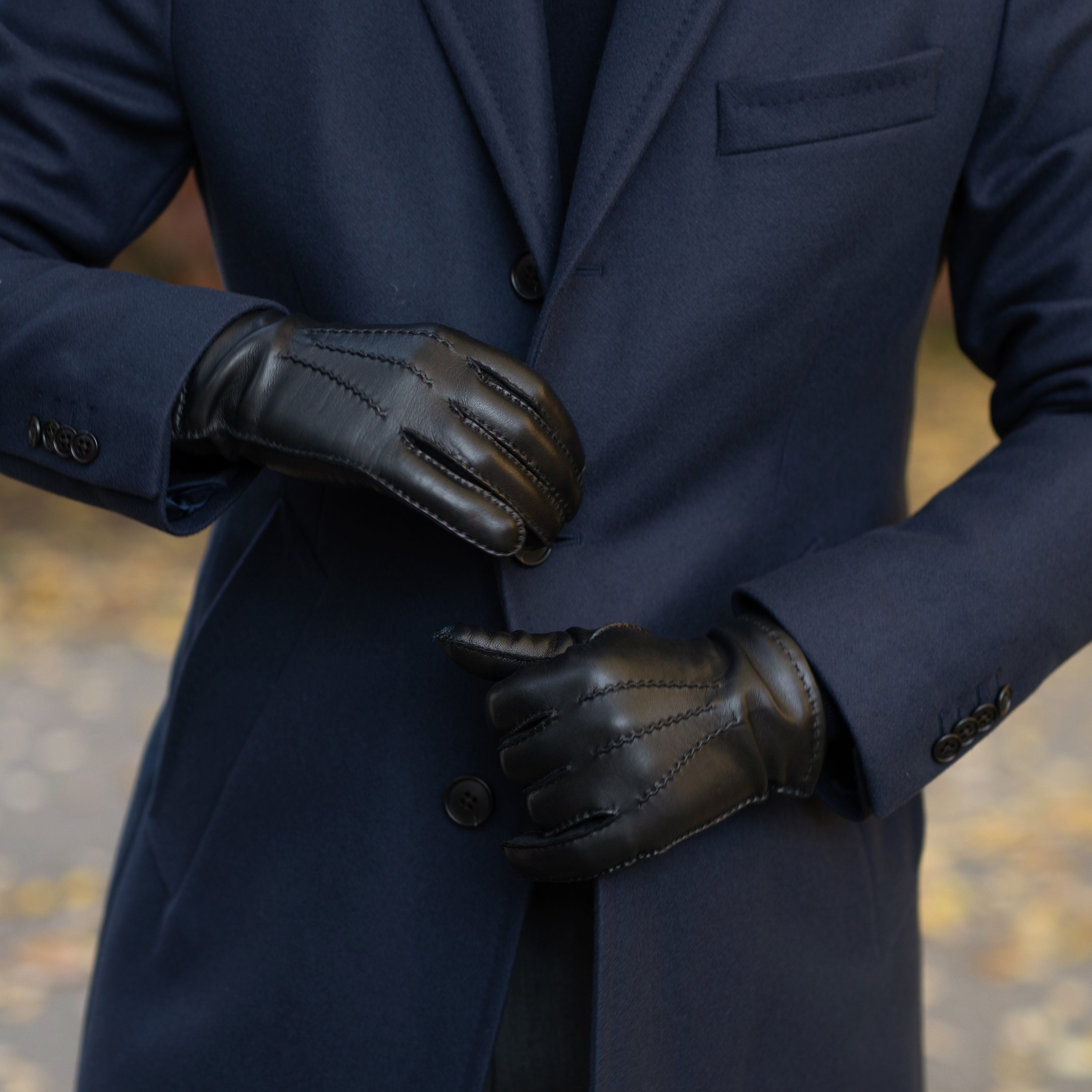 Leather Gloves, Leather Gloves for Men, Long Black Leather Gloves