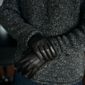 Sassari Men's Nappa & Suede Leather Gloves in Black image 1