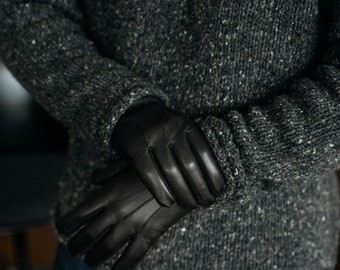 Sassari - Men's Nappa & Suede Leather Gloves in Black