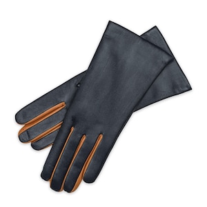 Barletta - Women&#39;s Blue Navy and Camel Touchscreen Compatible Leather Gloves