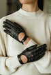 Rimini - Women's Leather Driving Gloves in Black 