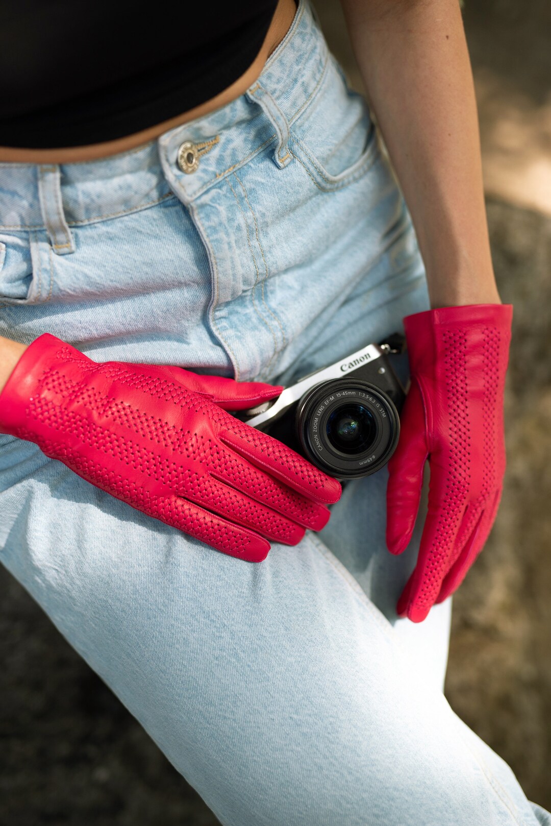 Vernazza Hot Pink Leather Gloves for Woman Etsy