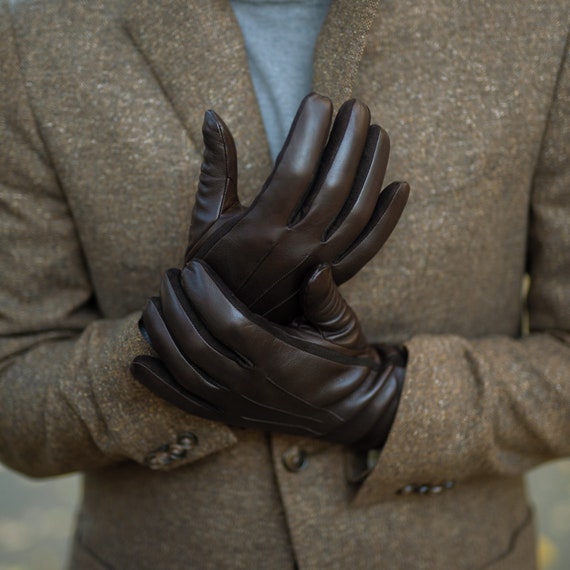 Sassari Hand Made Men's Gloves in Dark Brown 