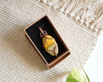 Bumblebee Jasper Copper Wire Pendant- Natural Spiritual Crystal Talisman