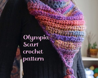 Olympia Triangle Scarf: Advanced Beginner Chunky Crochet Scarf Pattern