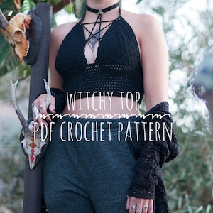 Witchy Crop Top // Crochet Pattern // Intermediate Crochet // Crochet Design // Festival Top // Sexy&Gothic Top // Pagan Top // Made to size