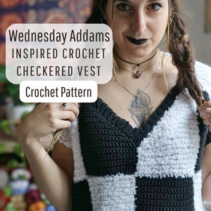 Wednesday Addams Inspired Crochet Checkered Vest Pattern