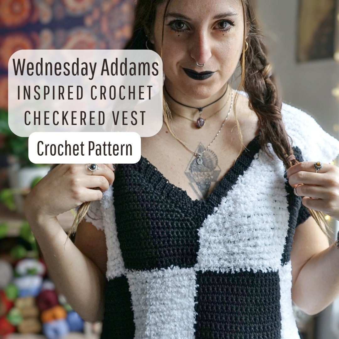 Wednesday Vest, Oversized Checkered Vest Crochet Pattern – Love