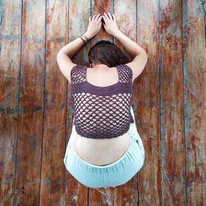 Crochet Boho Top Patter: Preeda Crop Top, Made to Size, for ALL SIZES image 5