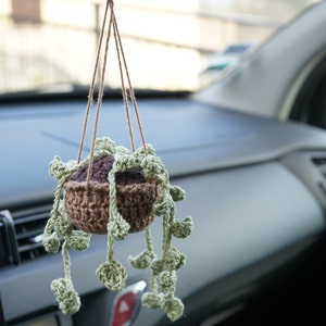 Crochet Car Hanging Plant with Flowers Simplified Crochet Pattern image 2