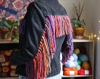 Handmade Hippie Fringed Upcycled Jeans Jacket