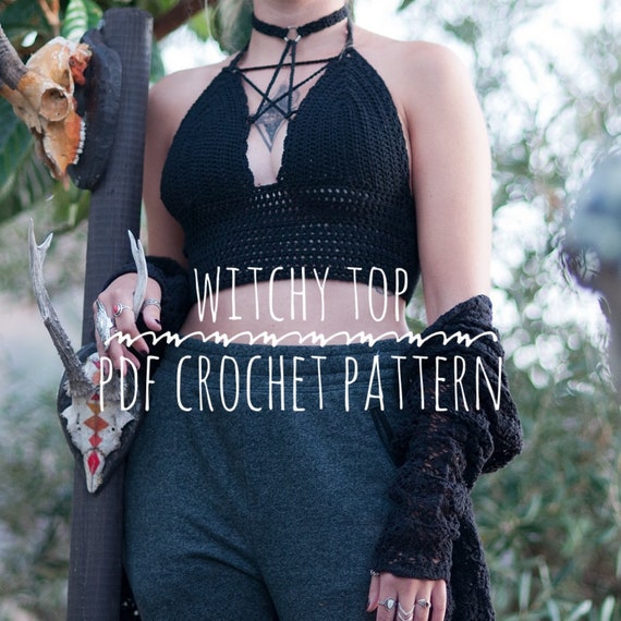 Witchy Crop Top // Crochet Pattern // Intermediate Crochet // Etsy