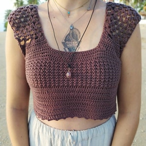 Crochet Boho Top Patter: Preeda Crop Top, Made to Size, for ALL SIZES image 2