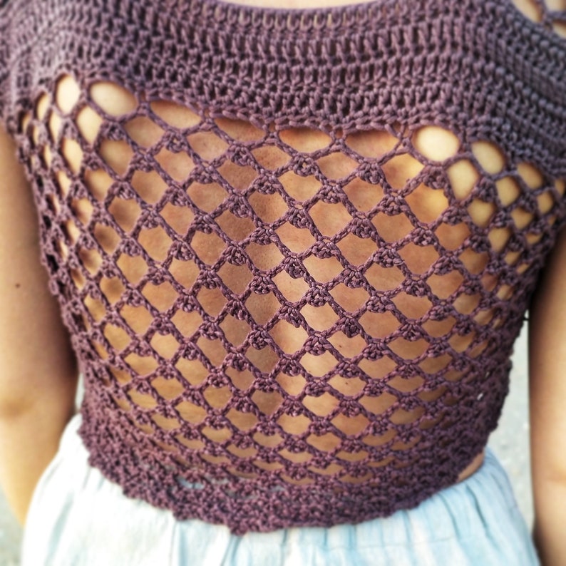 Crochet Boho Top Patter: Preeda Crop Top, Made to Size, for ALL SIZES image 7