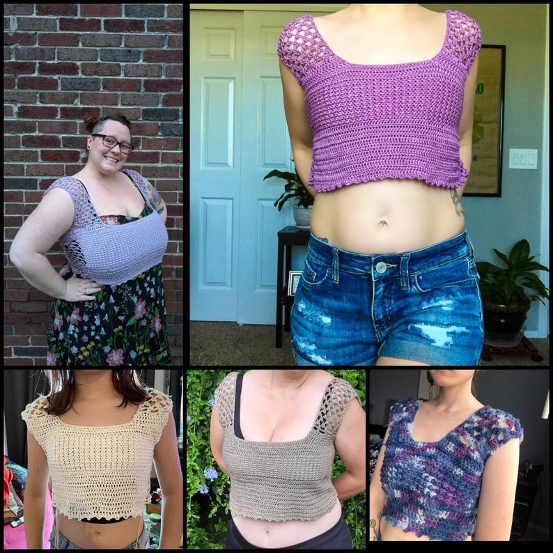 Crochet Boho Top Patter: Preeda Crop Top, Made to Size, for ALL SIZES image 8