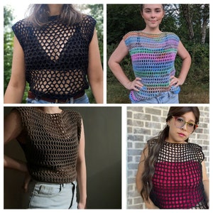 Reversible Crochet Mesh Top PATTERN Fishnet Top for ANY SIZE image 7
