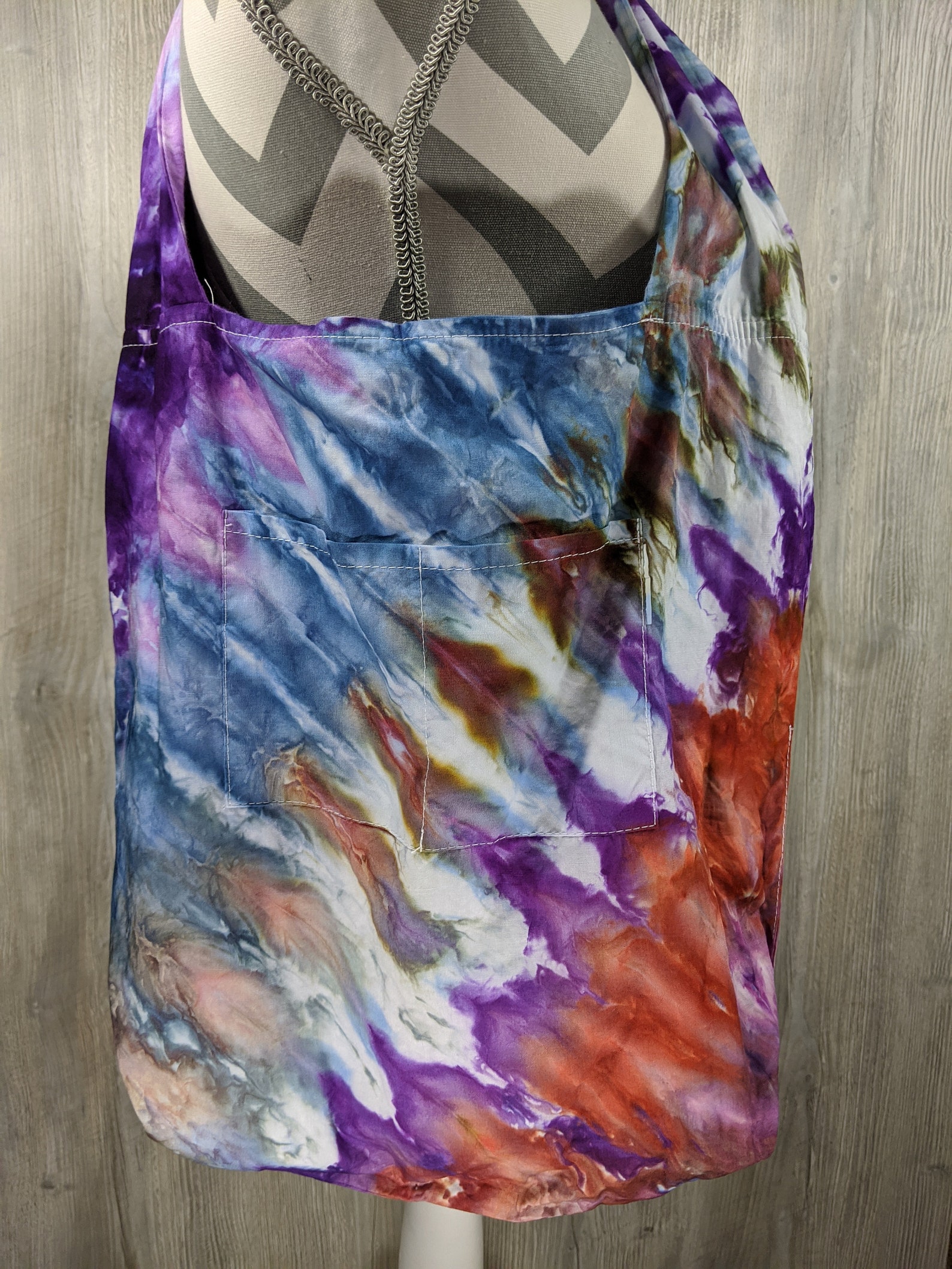 Hand Ice Dyed Tie Dye Hobo Bag/Purse with pocket 0418 | Etsy