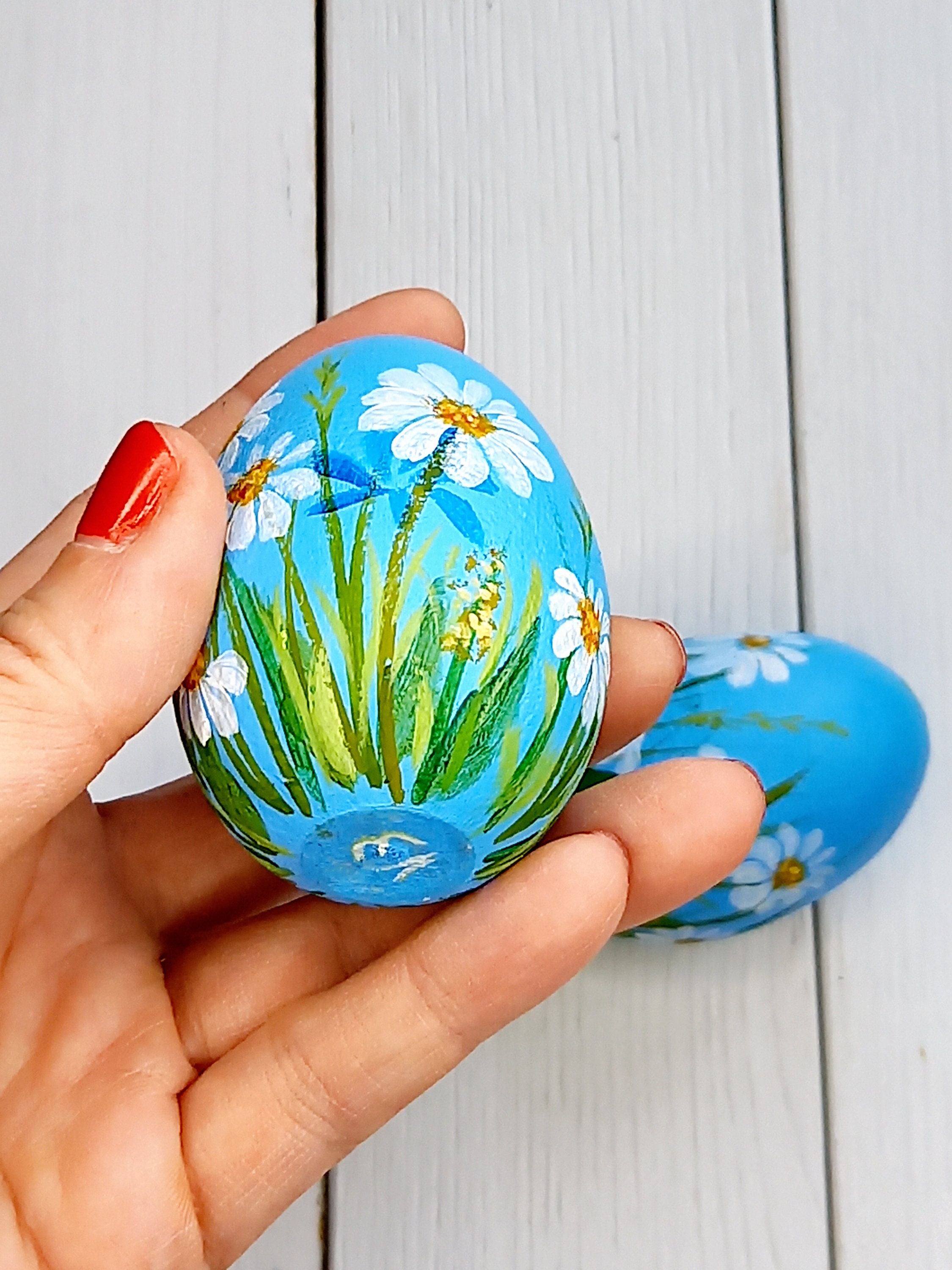 Hand painted wooden Easter egg Etsy