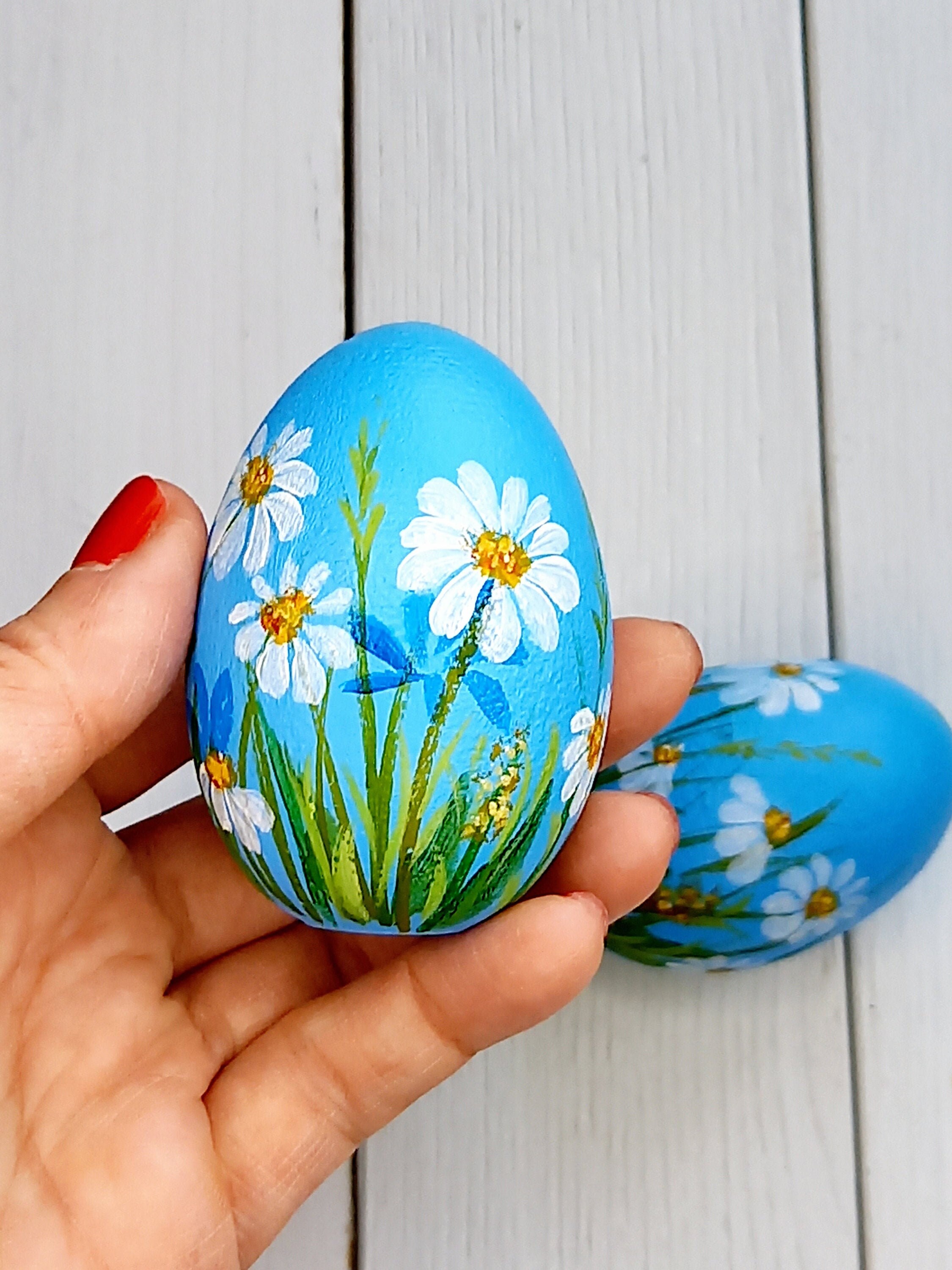Hand painted wooden Easter egg Etsy