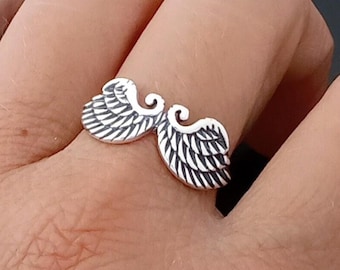 Sterling Silver Angel Wings Ring: Guardian Friendship Jewelry