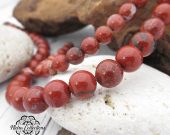 Natural Red jasper round Beads, Loose Stone 8mm 6mm, High Quality Grade A gemstone, DIY jewelry making, Mala supplies, Full strand