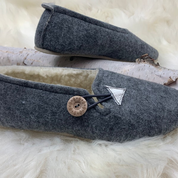 Women's Felt Slippers Sheep Wool, Real Eco Natural Comfy Warm