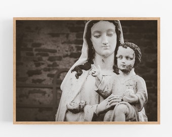 Printable wall art, Madonna and Child print, Virgin Mary, Religious art, Home interior pictures, Instant download, Gothic church print