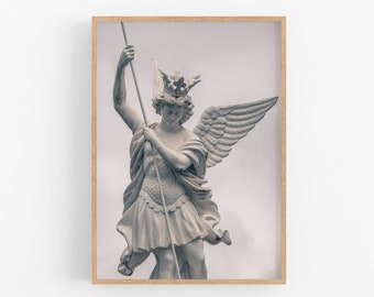 Printable wall art, Saint Michael vanquishing evil print, Catholic art, Lourdes, Home interior pictures, Instant download, Christian decor