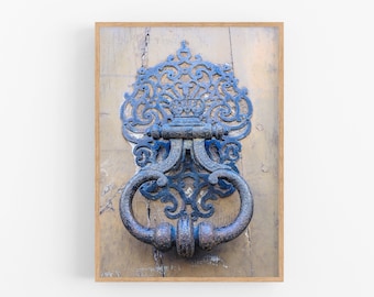 Antique French door knocker print, France romantic photography, Home interior pictures, Instant download, Vintage decor, Printable wall art